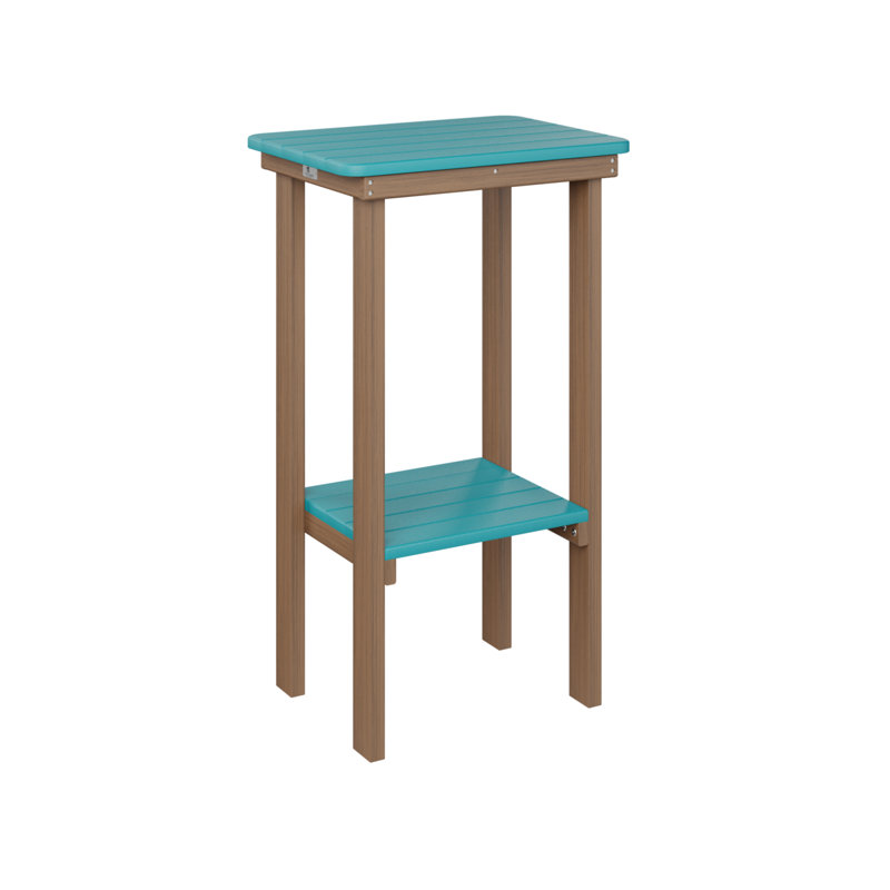 Berlin Gardens Rectangular End Bar Table, Antique Mahogany, Aruba Blue