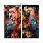 Perroquets plumes des tropiques - ensemble de 2 reproductions d'art sur toile-382518085-382518080