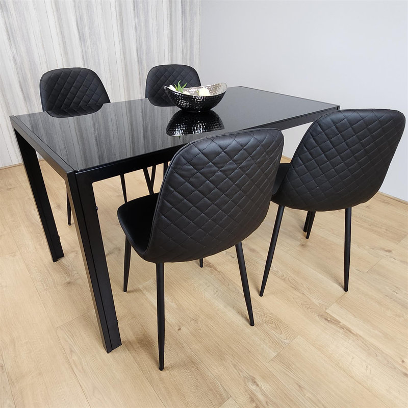 Lindon 4 - Person Dining Set, Black