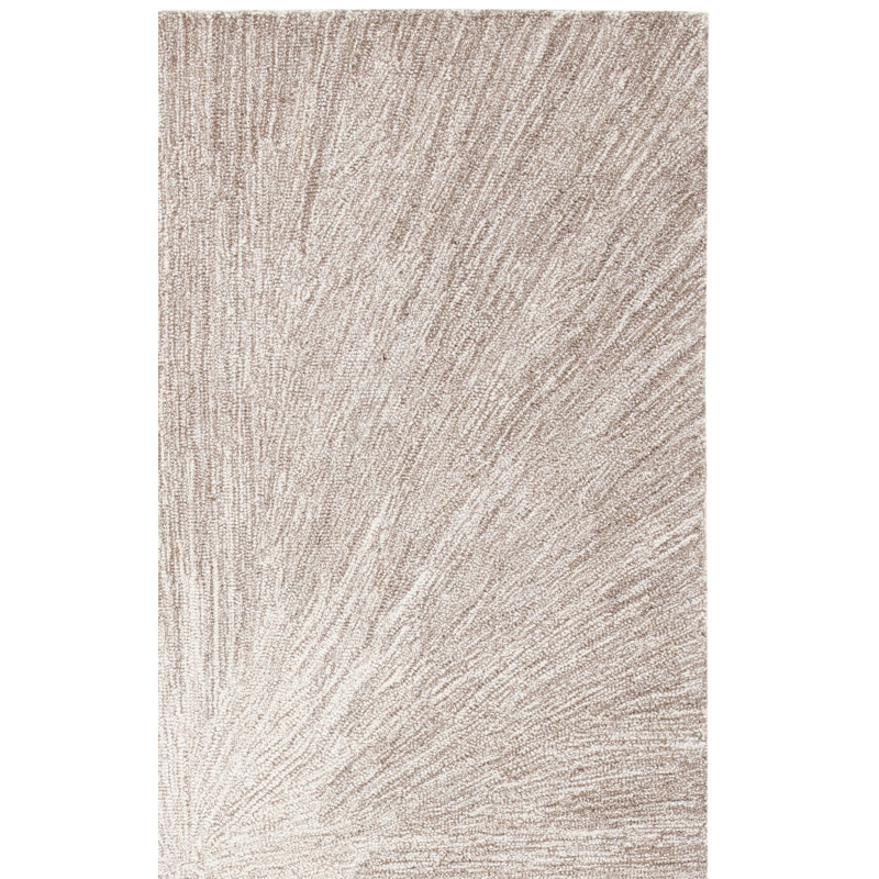 Faustus Abstract Handmade Tufted Wool Taupe Area Rug, Rectangle 6' x 9'