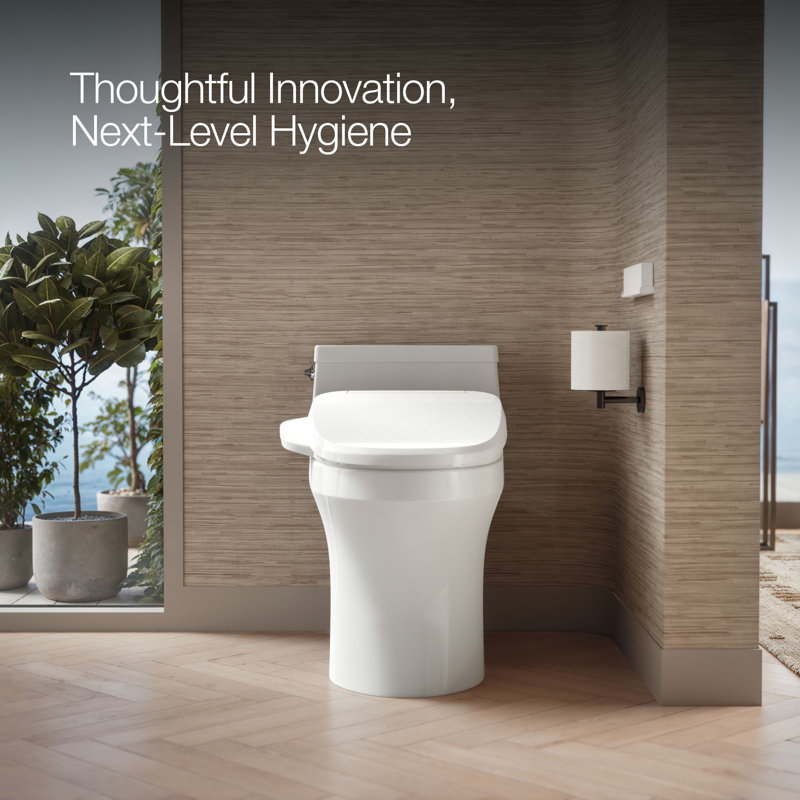 Purewash E725 Elongated Bidet Toilet Seat With Remote Control, White