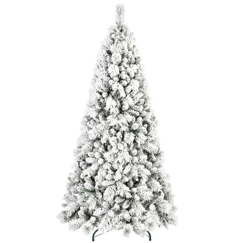 Arbre de Noël enneigé 7 pi avec 1060 pointes et aiguilles dures, structure à charnières facile à installer, support en métal massif, idéal pour les présentoirs saisonniers, assemblage sans effort, excellent