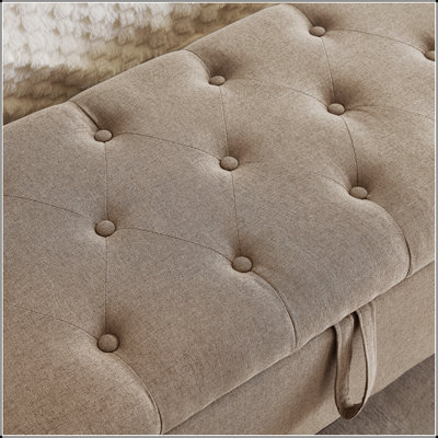 Repose-pieds avec rangement, banc de repose-pieds avec charnière de sécurité, poids de 350 lb, banc de hall d'entrée rembourré avec sièges pour la chambre à coucher, le salon