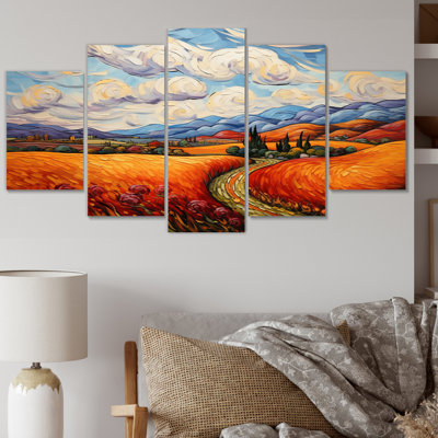 Vangogh Autumn Path IV - Vangogh, reproduction sur toile - 5 panneaux