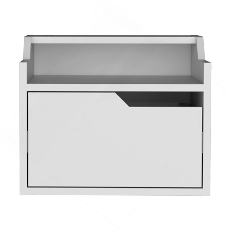 Busan Modern Floating Nightstand , End Table, Side Table Single-Drawer Design With Sleek Two-Tiered Top Shelf Surfaces- White - Bedroom