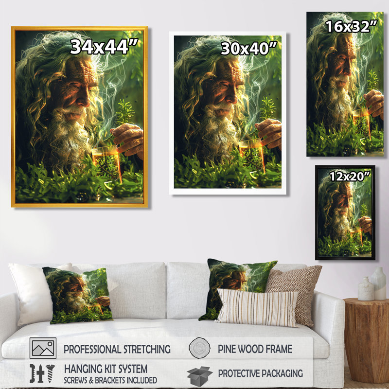 Plante, esprit guérisseur, art mural chaman, H 32 po x l 16 po x P 1 po, Cadre flottant brun