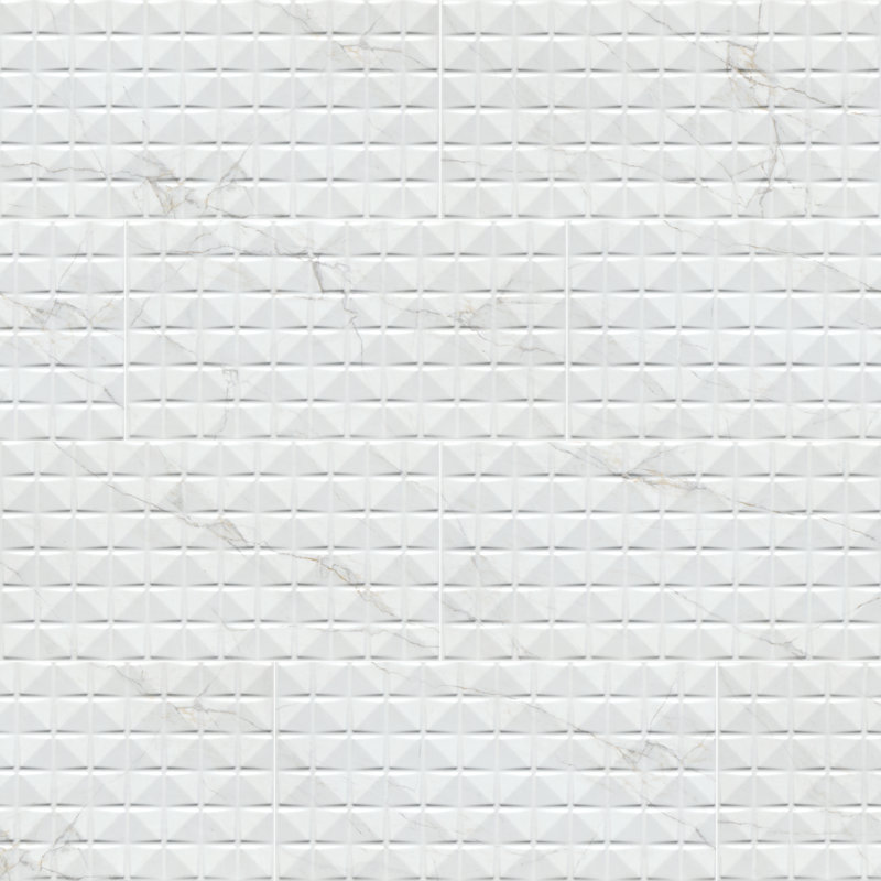 Linea 12 in. x 24 in. Glossy Ceramic Stone Look Wall Tile, Venatino Blanca