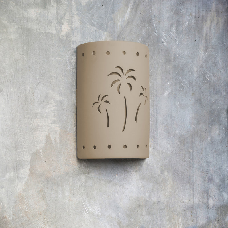 Hockinson Ceramic Outdoor Wall Light, LED Bulb Included, Cottonwood, 15" H x 10" W x 5" D