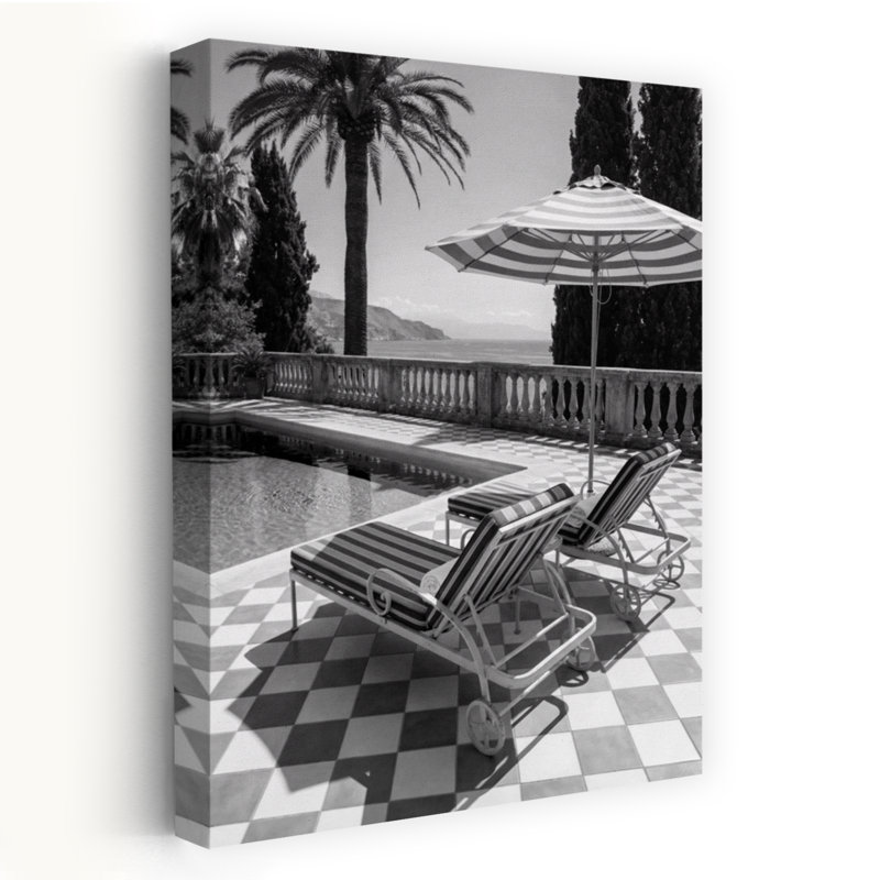 Chaise longue à la plage, rétro, rétro, palmier abstrait, art mural tropical, H 48 po x l 32 po