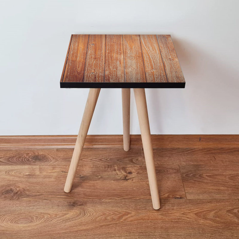 Modern Side Table with Beech Wood Legs, Brown Finish, 13.8 x 16.5 x 13.8 inches | 100% MDF Construction, Thickness: 0.7 inches | Scandinavian Design, Perfect for Living Room & Bedroom, Stylish & Functional