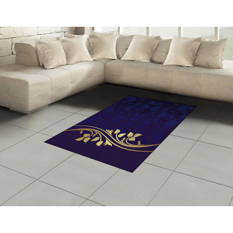 Floral High Density Long Fiber Poly Threads Decorative Area Rug Carpet, Rectangle 4' x 5'8"