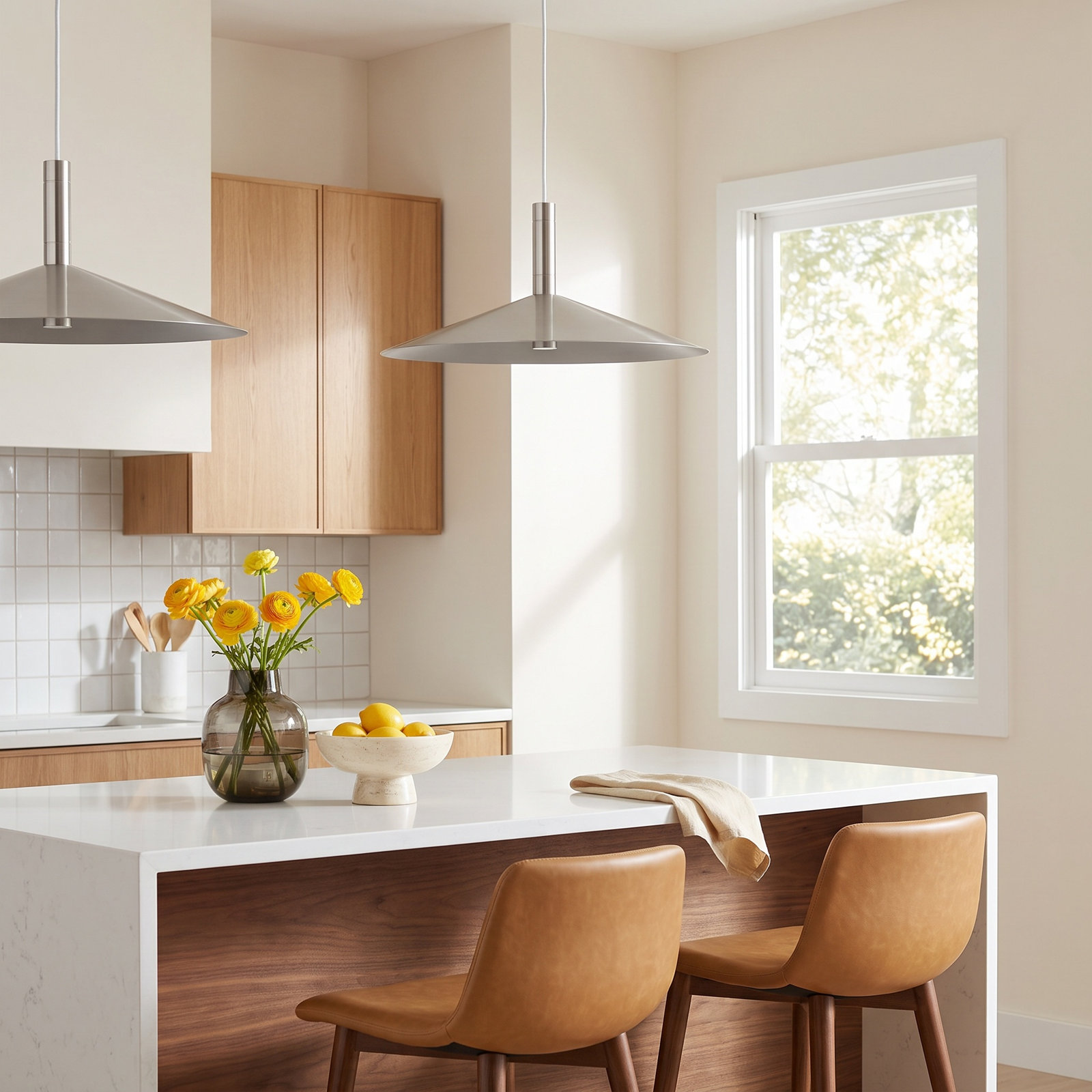Vicente Dimmable LED Single Light Pendant, 151.13" H x 14" W x 14" D, Brushed Nickel