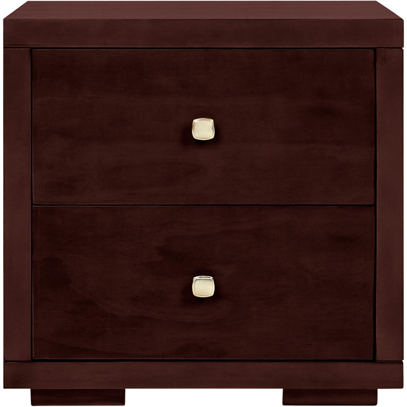Table de chevet 2 tiroirs en bois, Espresso