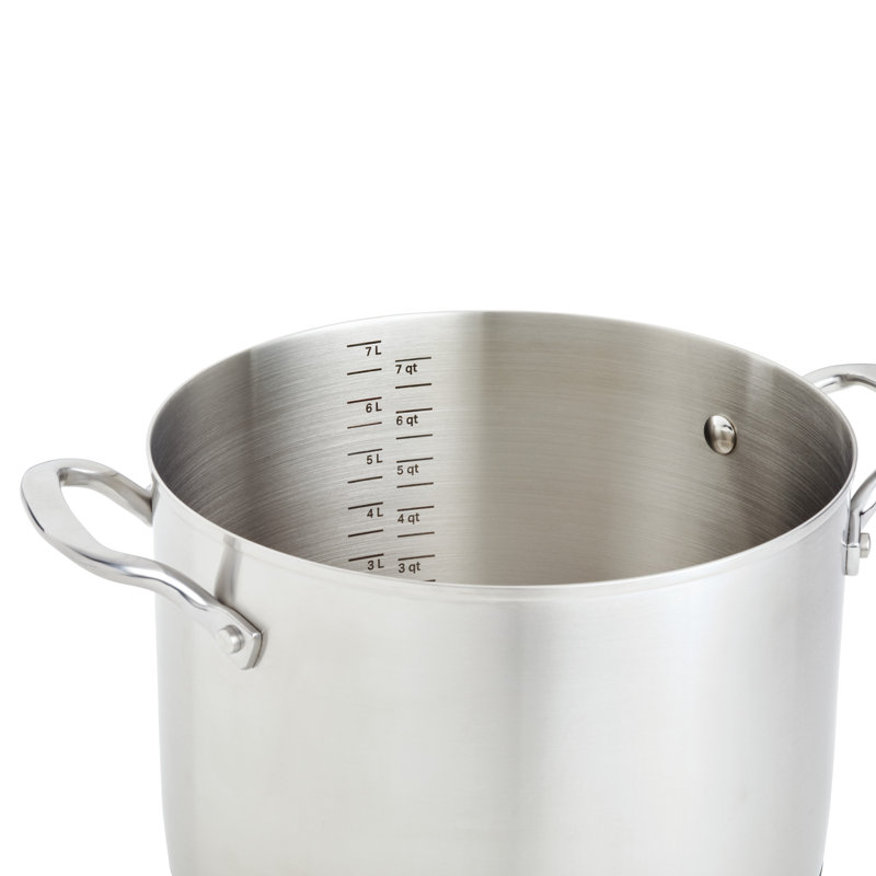 KitchenAid 3-Ply Base Stainless Steel Stockpot with Lid, 8-Quart, Brushed Stainless Steel