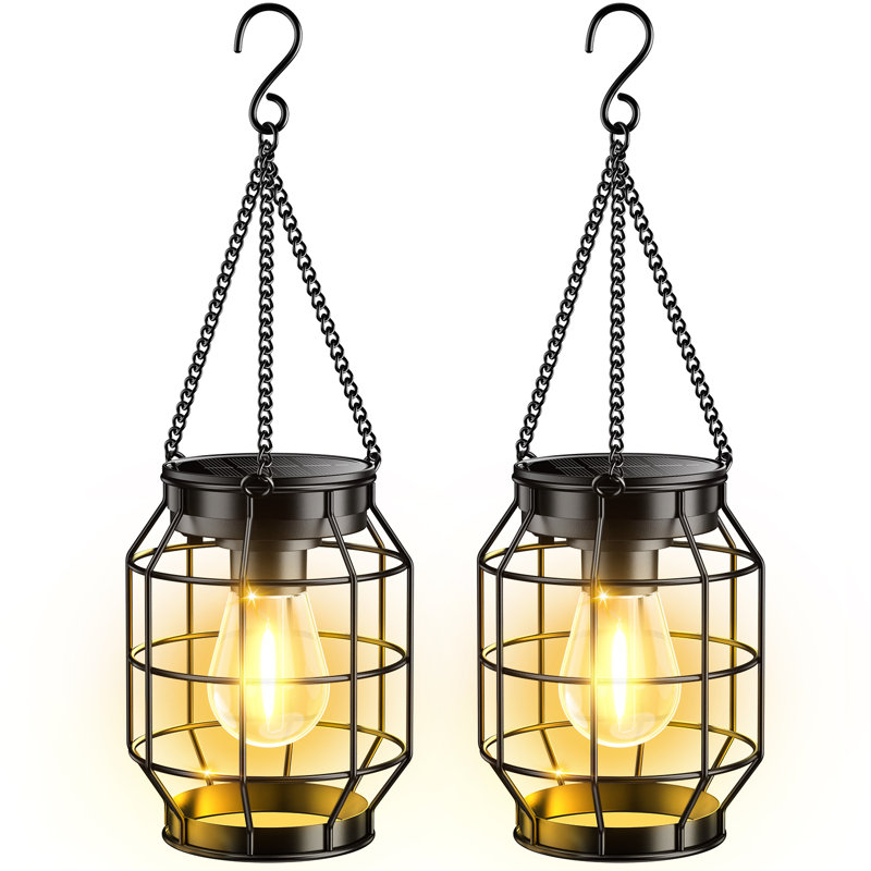 Solar Lanterns Outdoor Waterproof, Upgraded Bright Hanging Solar Lights For Outside With Wall Hooks, Solar Powered Lanterns Lighting Led For Garden Patio Yard Decorative