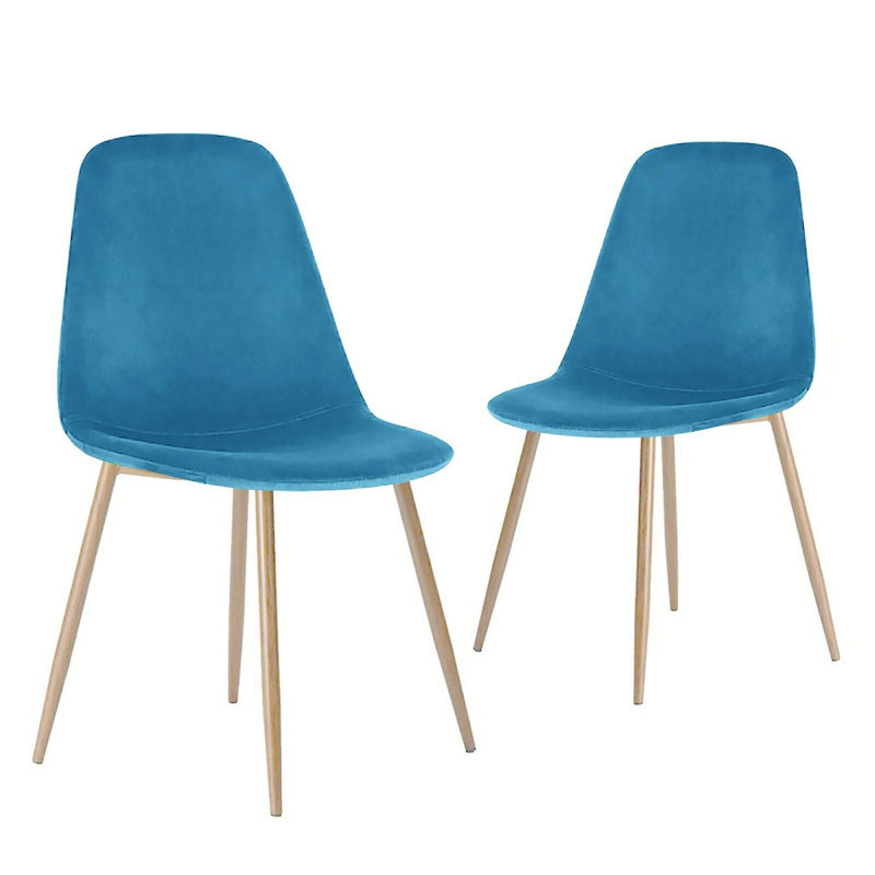 Daniaal Upholstered Dining Chair, Blue, Light Brown