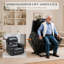 Fauteuil inclinable électrique triple motorisé pour personnes âgées, fauteuil inclinable à plat avec appui-tête réglable, massage par vibration et chaleur lombaire, rangement à bras rabattable, porte-gobelets