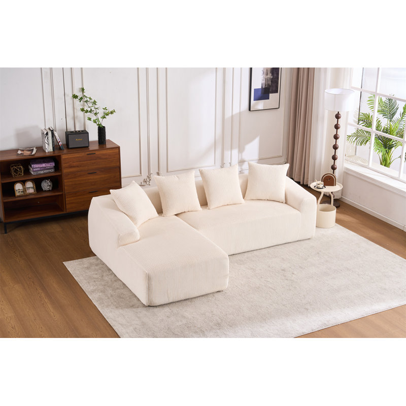 Canapé confortable, canapé à compression, canapé combiné avec 4 coussins, Blanc