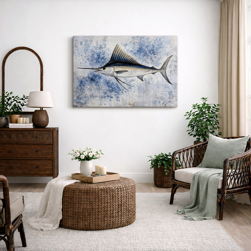 Marlin poisson, H 24 po x l 36 po x P 1,5 po, Toile tendue
