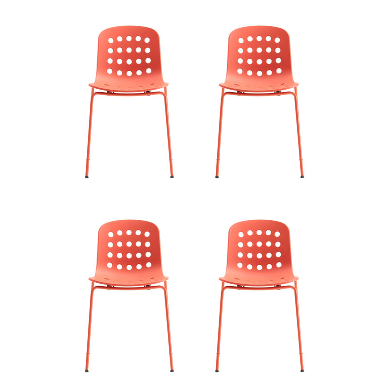 Holi Stacking Perforated Side Chair, Red