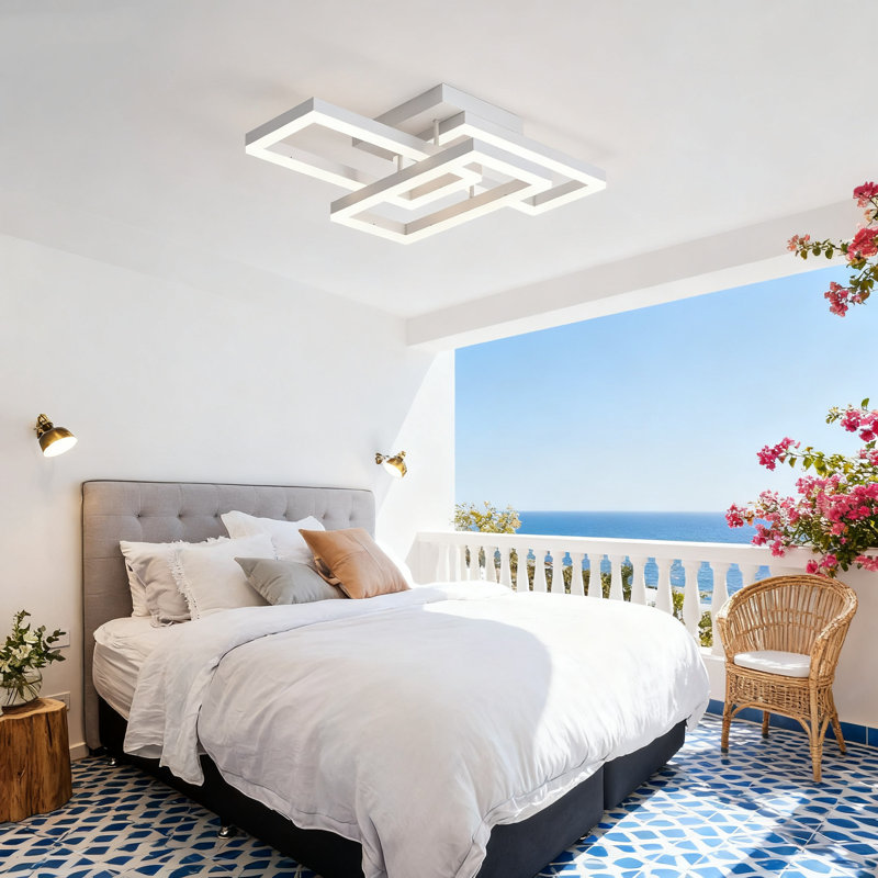 Smart LED Flush Mount Ceiling Light With APP And Remote Control, Dimmable Square Modern Fixture With Memory Function For Kitchen, Bedroom, Dining Room And Office