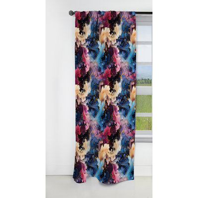 Blue Galactic Dreams Marble Dreams - Rideau occultant en velours marbre marbre abstrait - 1 panneaux