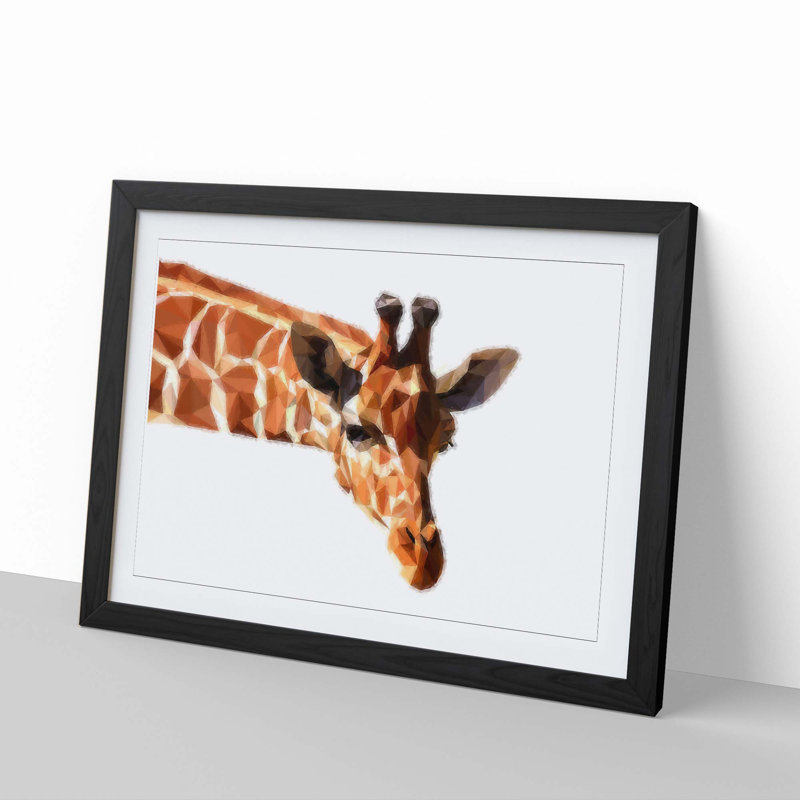 Geometric Giraffe in Abstract - Framed Print, 27cm H x 36cm W x 2cm D, Black Framed