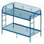 Lit simple superposé en métal bleu, 2 échelles, rail pleine longueur, sans sommier, idéal pour optimiser l'espace de la chambre à coucher