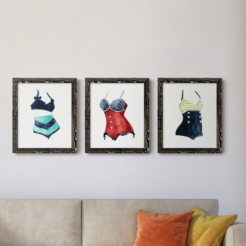 Ensemble de 3 impressions sur toile rétro Vintage, H 43,5 po x l 31,5 po x P 1 po, Noir