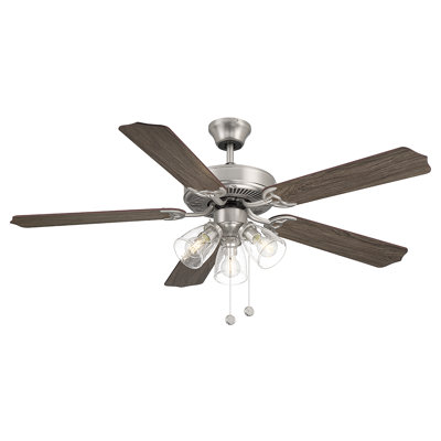 Ventilateur de plafond standard à 5 pales de 52 po avec chaînette et ensemble d'éclairage inclus Artice