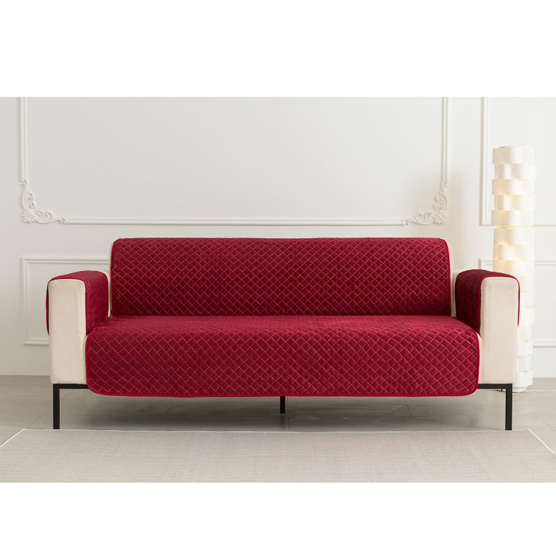 Housse antidérapante pour canapé (68/78 po), H 75,5 po x l 124 po x P 68 po, Velours de polyester rouge