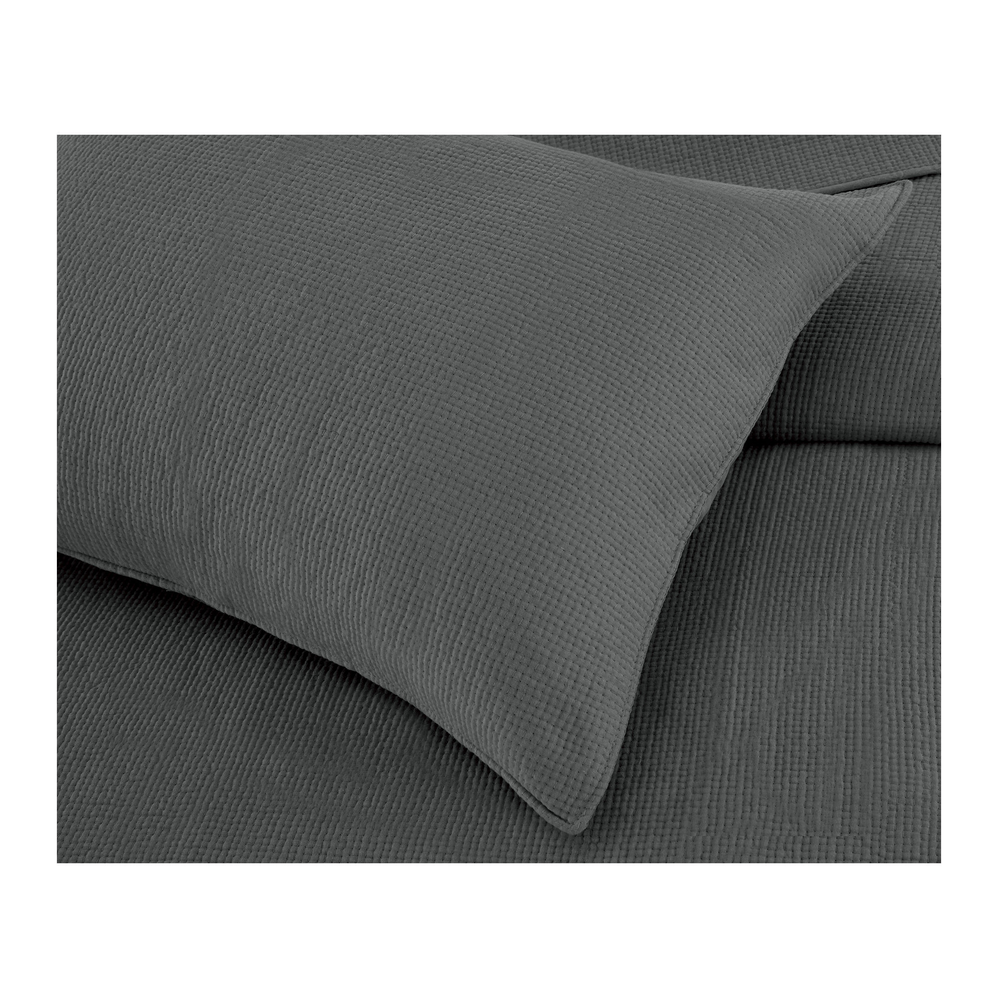 Sedna Cotton Quilt Set, Charcoal, King Quilt + 2 King Shams