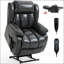 Motor Infinite Position Up to 350 LBS Electric Medium size Leatheraire Grey Power Lift Recliner Chair with 8-Point Vibration Massage and Lumbar Heating