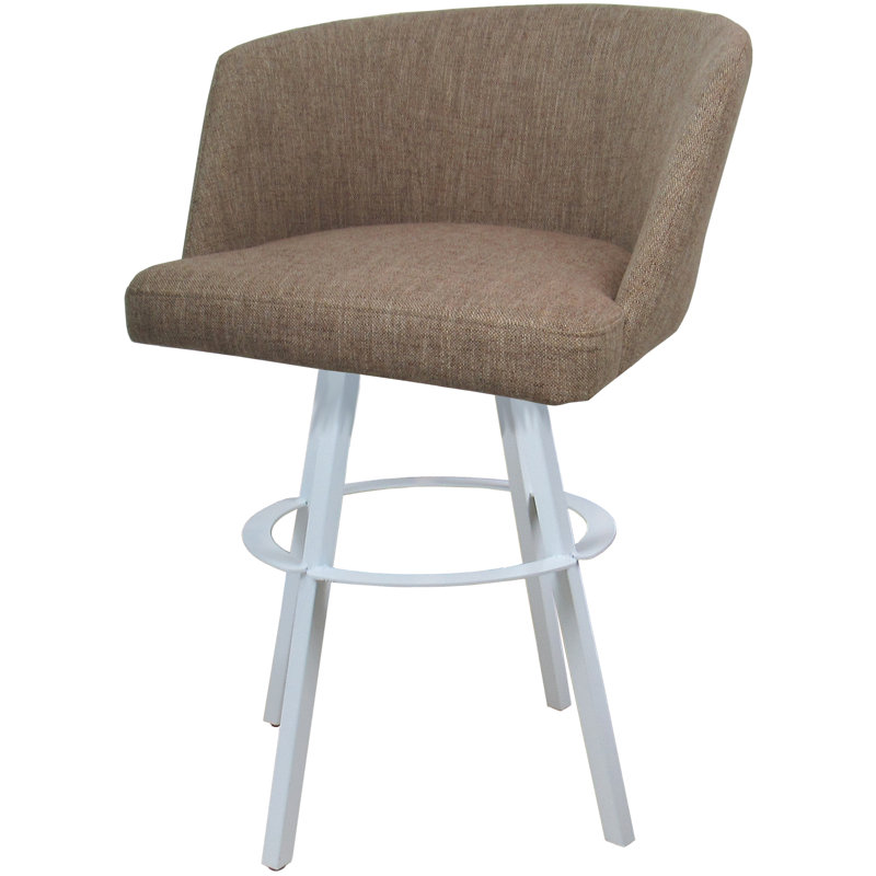 Tabouret de bar pivotant en métal Karimah, Beige, Blanc