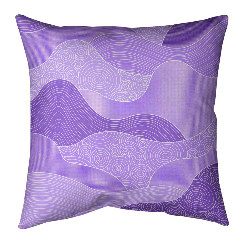 Coussin décoratif en coton Hand Waves, H 16 po x l 16 po, Mauve, Bourre en polyester
