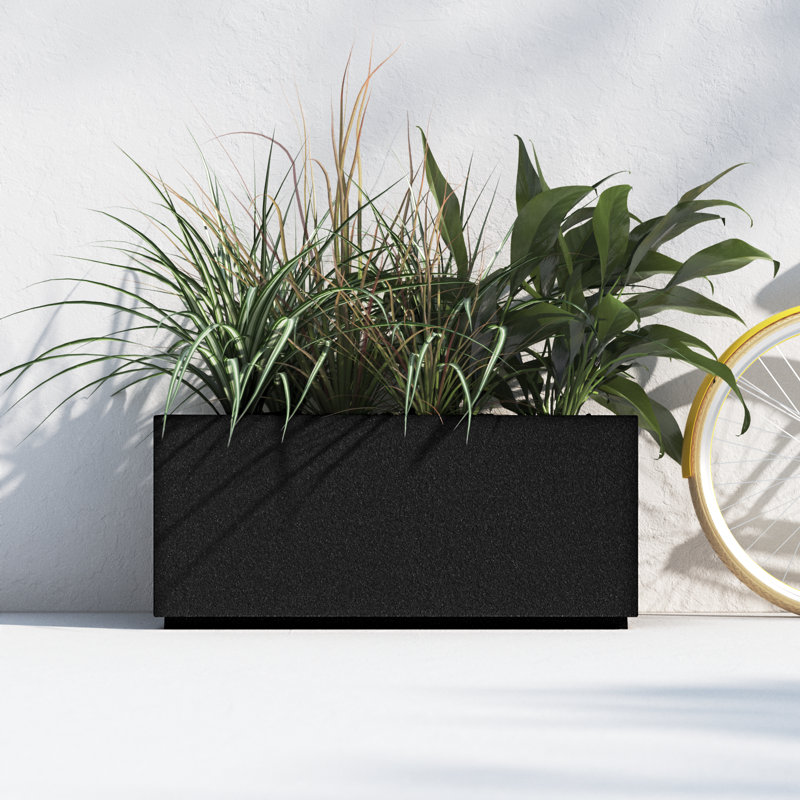 Gita Large Lightweight Outdoor 36" x 16" x 16" Trough Planter Box, Black Granite