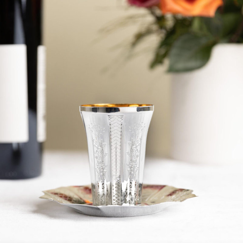 Ensemble de 80 tasses et assiettes de kiddouch éco-résistantes en argent Ecoqualité, 90