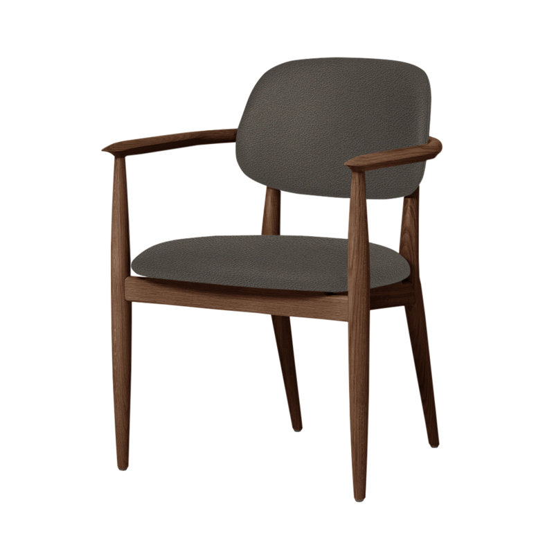 Chaise Slow de Space Copenhagen, Noyer naturel, Quartz Milano 2123