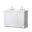 Meuble-lavabo double de 48 po Avery en bleu foncé, comptoir en marbre de culture blanc, lavabos carrés encastrés (3 trous), garniture or brossé-98210844-98210846-98210849