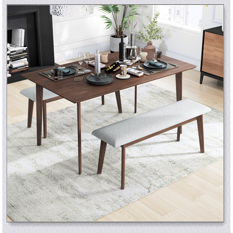 Carlos Fabric Upholstered Solid Wood Bench Simple design, comfortable and durable, multi-functional bench