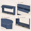 Console 59,6 pouces en U avec placage de chêne en forme de ferme - Canapé semi-circulaire en bois bleu avec 3 tiroirs et tablette, convient à divers espaces