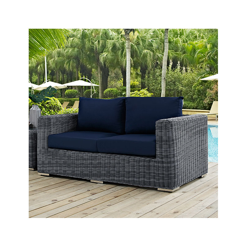 Causeuse d'extérieur Modway, Toile bleu marine Sunbrella®