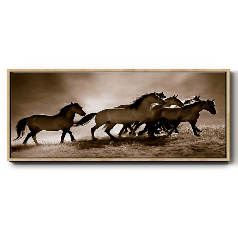 Chevaux sauvages - toile encadrée, H 20 po x l 50 po