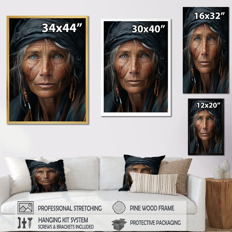 «Avaldi Indian Tribal Portrait Vibrant I», reproduction d'art sur toile, H 40 po x l 30 po x P 1,5 po, Toile tendue