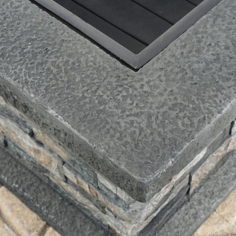 28" Square Fire Pit - Fiberglass Reinforced Cement For Durability, Iron Assurance, Simple Assembly Kit With Tools & Instructions Included, Stone Gray Appearance, Enhances Beauty Of Your Backyard And