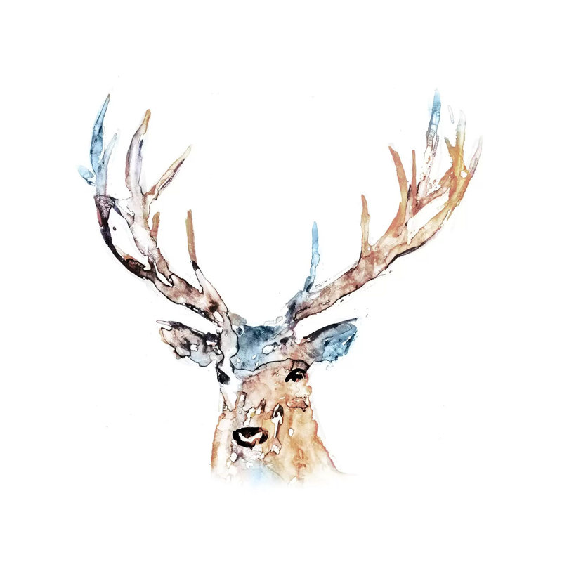 Watercolour Reindeer 1 Piece Wrapped Canvas Painting, 93.98 cm H x 93.98 cm W x 3.175 cm D