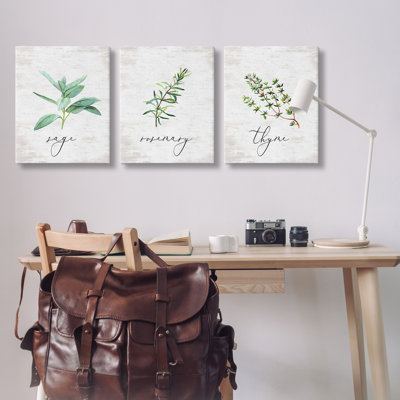 Charming Summer Kitchen Herbs 3 PC Canvas Wall Art Set by Lettered and Lined