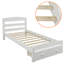 Lit simple blanc avec sommier à lattes en bois fiable et tiroir de rangement pratique, sans sommier tapissier