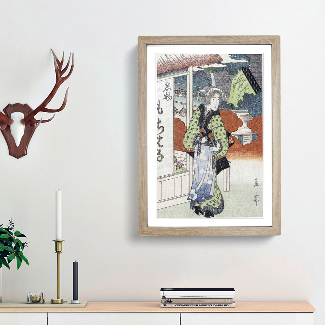 Portrait of a Lady by Yashima Gakutei - Framed Print