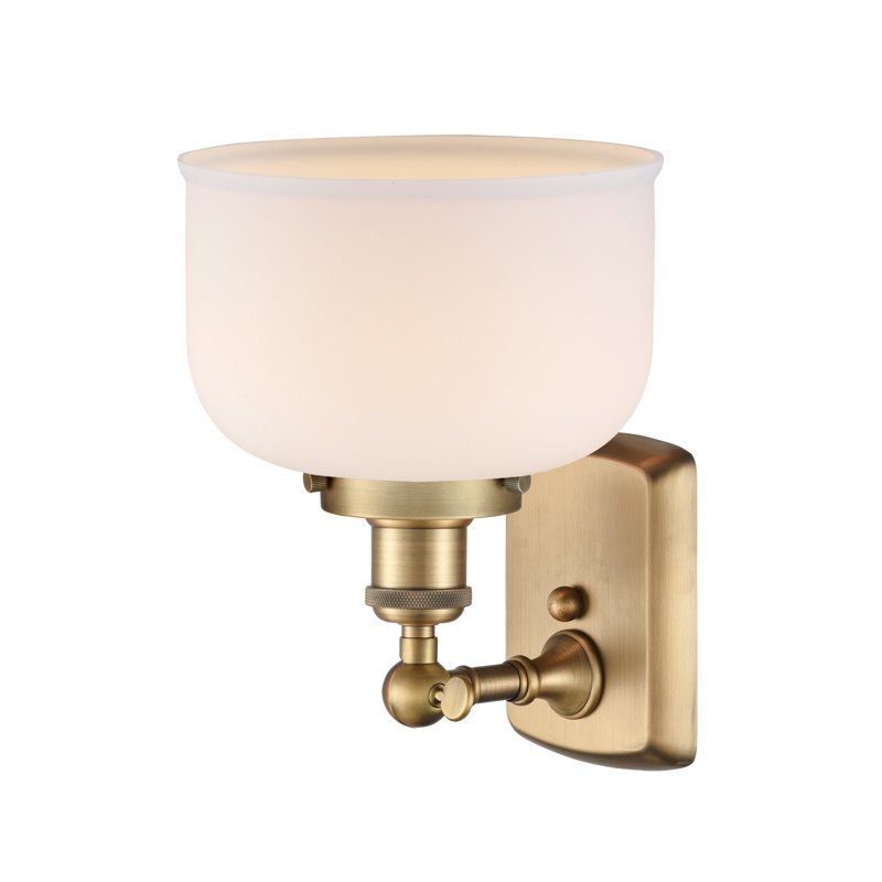 Applique murale 1 lumière 8 po Ballston Urban Bell, Blanc mat, Laiton brossé, Ampoule non incluse